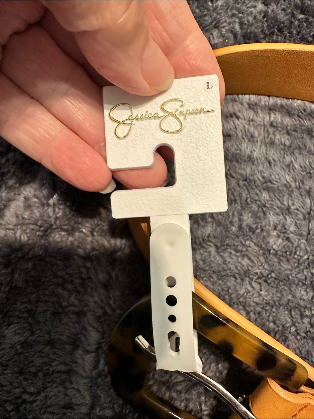 Jessica Simpson Tortoise Shell Belt with Brown Adjustable Strap M/L available - Picture 2 of 4
